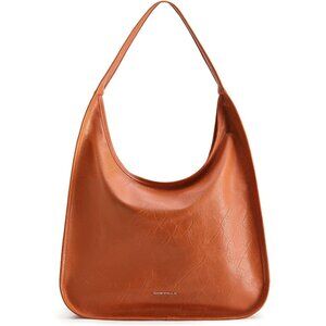 Newbella Women's Orange Soft PU Leather Stylish Tote Hobo Purses with Zipper
